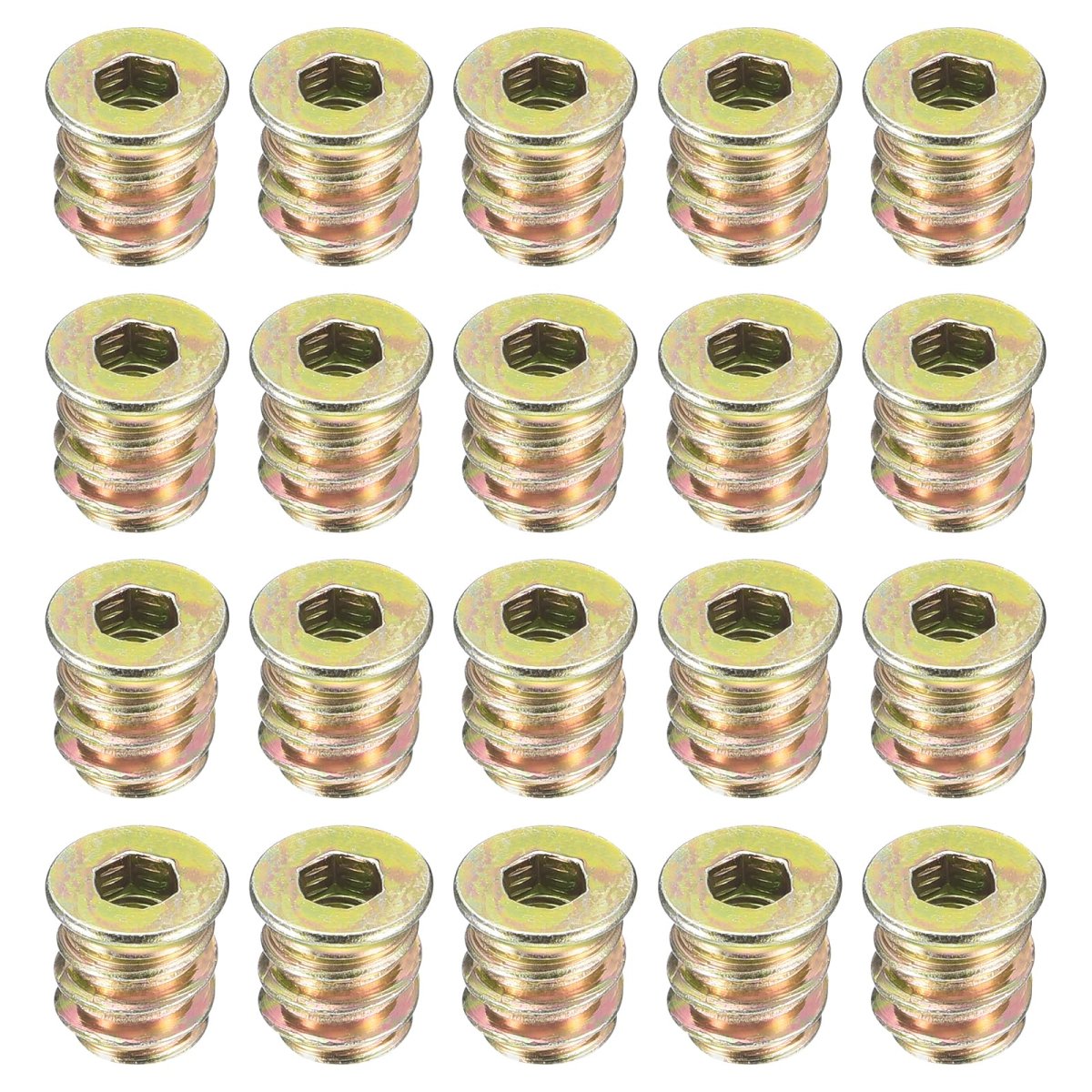 30pcs Threaded Inserts M4-0 7x10 Zinc Plated Carbon Steel Hex Socket Drive Screw-in Nut For Wood Working Tools And Accessories