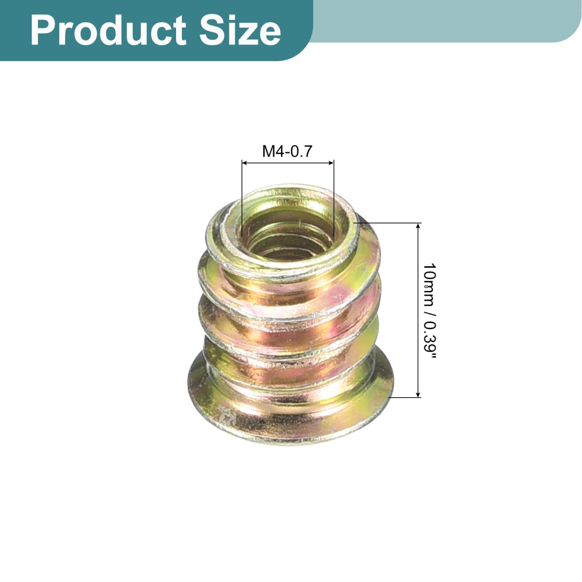 30pcs Threaded Inserts M4-0 7x10 Zinc Plated Carbon Steel Hex Socket Drive Screw-in Nut For Wood Working Tools And Accessories