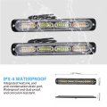 2pcs Amber White 24led Waterproof Ipx-4 Dc 12-24v Car Truck Emergency Warning Hazard Flash Strobe Light Bar