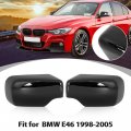 2pcs Rearview Mirror Cover For Bmw 3 Series E46 318i 320i 325i Car Covering Cap Exterior Parts Replacement Modification Glossy