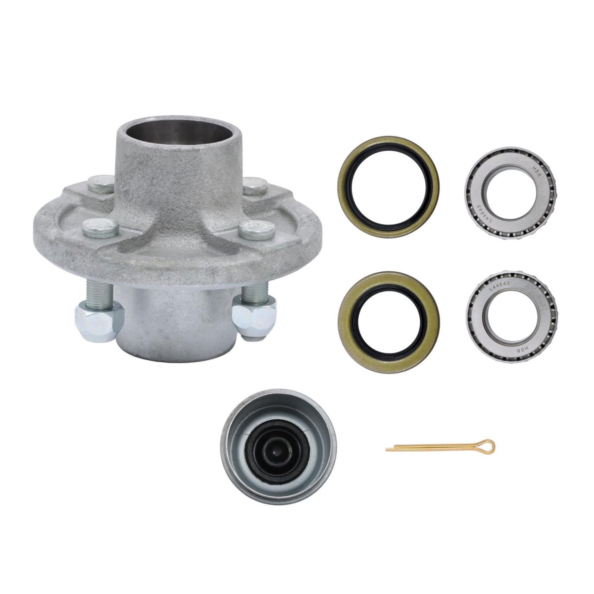 4 On In Galvanized Trailer Hub Bearing Kit For 2000lbs Capacity And 1 Spindle Includes Seals Dust Cap