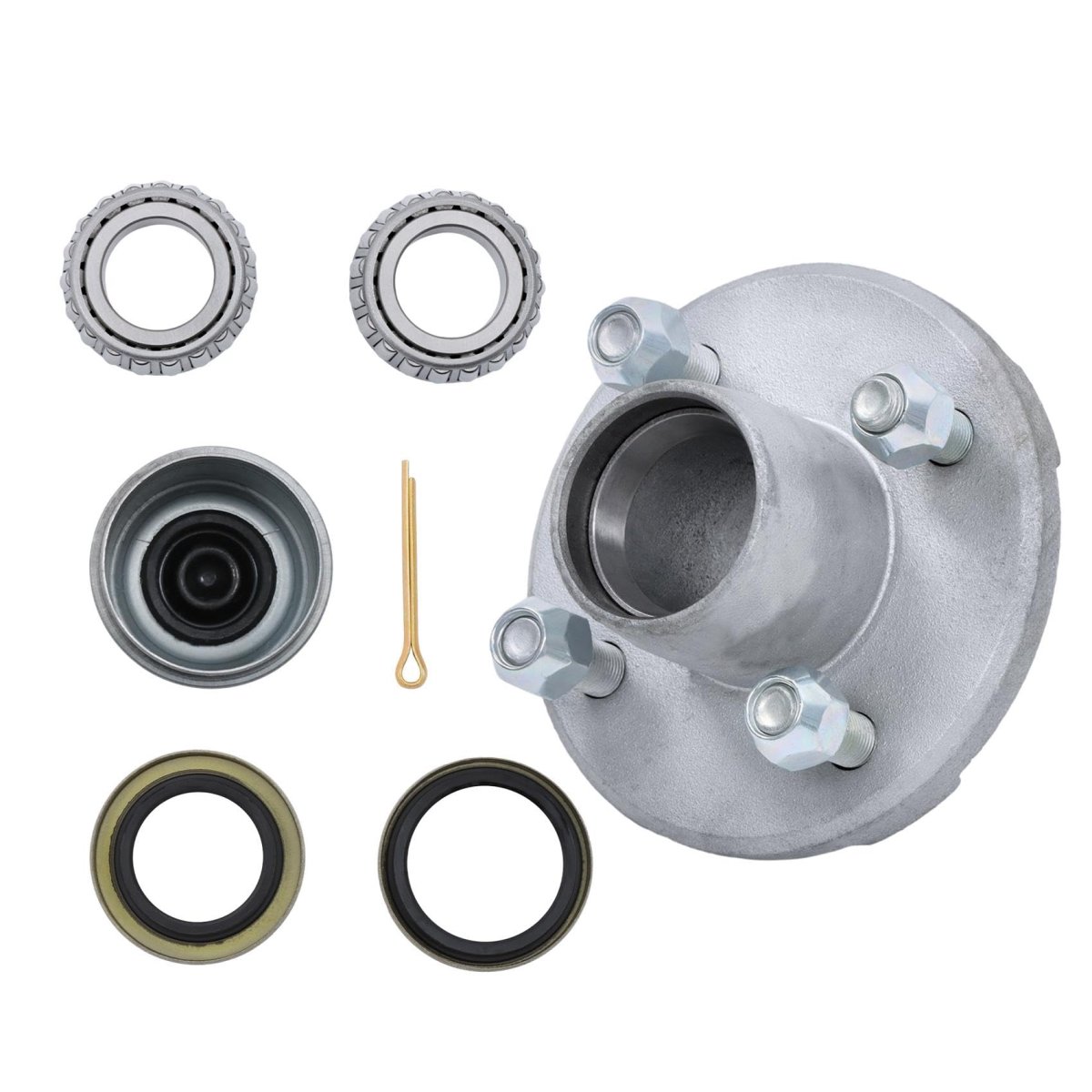4 On In Galvanized Trailer Hub Bearing Kit For 2000lbs Capacity And 1 Spindle Includes Seals Dust Cap
