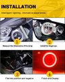 Qasim 1 Pair Red 72smd 100mm Halo Rings Car Angel Eyes Fog Lights Cob Led Drl Light With Cover 12v 24v