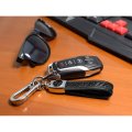 Dodge Jeep Srt Logo In White Real Carbon Fiber Loop-strap Chrome Hook Key Chain