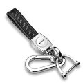 Dodge Jeep Srt Logo In White Real Carbon Fiber Loop-strap Chrome Hook Key Chain