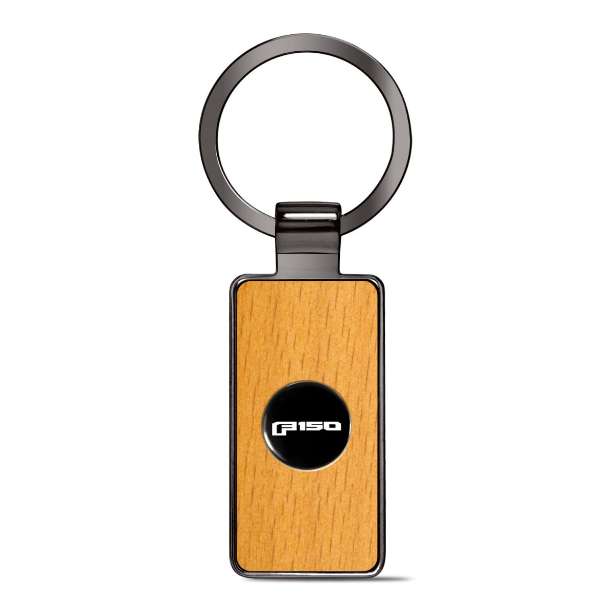 Ford F-150 2015 Up Roundel Logo Keychain Black Maple Wood And Gray Gunmetal Metal Case 2 125 In X 0 875 Pendant