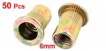 Uxcell 6mm Thread Dia 15mm Long Metal Rivet Nut Insert Nutsert Gold Tone 50pcs