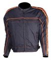 Mens Black And Orange Textile Motorcycle Jacket With Armor Reflective Piping Size 3xl Xxx-large 56-58 