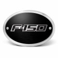 Ipick Image Made For Ford F-150 2009-2014 3d Logo On Black Oval Billet Aluminum 2 Inch Tow Hitch Cover
