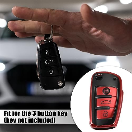 Car Key Fob Cover 3 Button Remote Case With Keychain Red For Audi A1 A3 Q3 Q7 R8 A6l Rs6 Tt