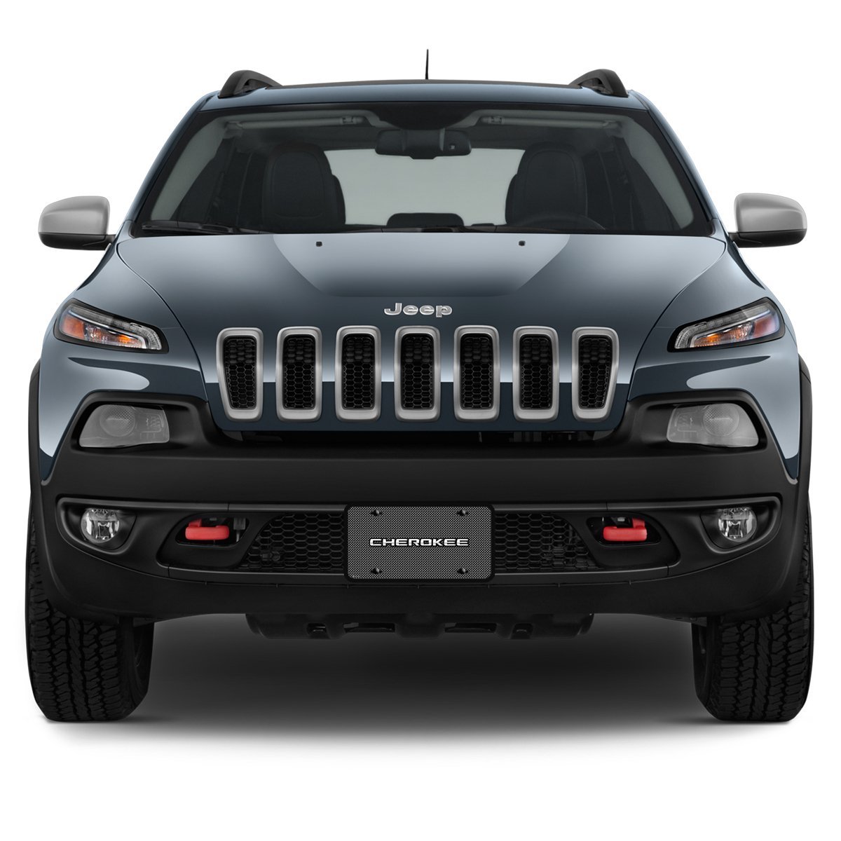 Jeep Cherokee On Front Mesh Grill Graphic Special Aluminum Metal License Plate Official Licensed