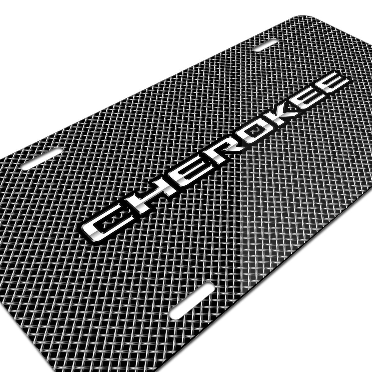 Jeep Cherokee On Front Mesh Grill Graphic Special Aluminum Metal License Plate Official Licensed