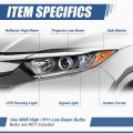 Ho2502190 Led Projector Drl Headlight Lamp Compatible With Honda Hr-v 2019-2022 Driver Left Side Black Housing Amber Corner