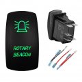 Bacautoparts Green Led 5pins On-off Rotary Beacon Rocker Switch With Wires Laser-etched Spst Toggle For Car Automotive Boat