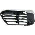 Front Bumper Grille For Bmw X1 2016 2017 2018 Outer Driver Side Textured Black Plastic With Chrome Molding And Pdc Sensor Holes 