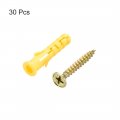Uxcell 6x30mm Plastic Expansion Tube For Drywall With Screws Yellow 30pcs