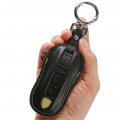 Cisui For Porsche Leather Key Fob Cover Withchain Key Shell 2020-2021 Panamera Cayenne-black 