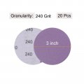 Uxcell 20pcs 3-inch Purple Sanding Discs 240 Grits Hook And Loop Professional Aluminum Oxide Sand Paper Wet Dry Polish For Wood
