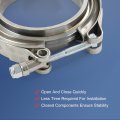 Jdmspeed New 3 V-band Flange Clamp Kit With Ridge 4 Pcs Stainless Steel Replacement For Exhaust Downpipe