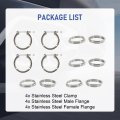 Jdmspeed New 3 V-band Flange Clamp Kit With Ridge 4 Pcs Stainless Steel Replacement For Exhaust Downpipe