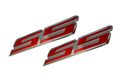 2 X Pair Set Ss Super Sport Red Highly Polished Aluminum Silver Chrome Car Truck Engine Swap Badge Emblem For General Motors