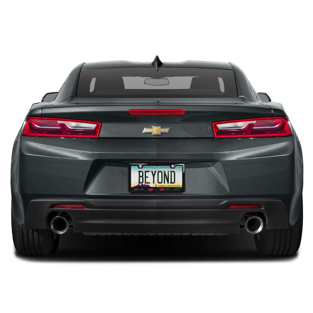 Chevrolet Camaro Zl1-1le 3d In Dark Gray On Real Carbon Fiber Abs Plastic License Plate Frame