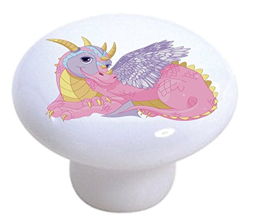 Carolina Hardware And Decor 2399 Pink Purple Lady Dragon Ceramic Cabinet Drawer Knob