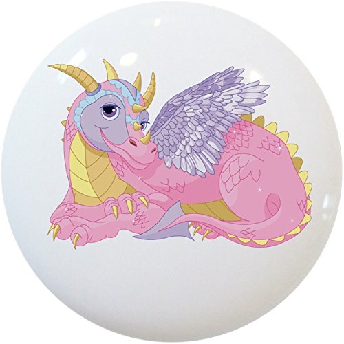 Carolina Hardware And Decor 2399 Pink Purple Lady Dragon Ceramic Cabinet Drawer Knob