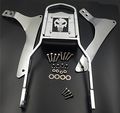 Hk Motorcycle Chromed Skull Emblem Backrest Black Sissy Bar Pad For 2005-2009 Suzuki Boulevard C90 1998-2004 Vl1500 Intruder