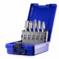 Carbide Burrs Set 5pcs With 1 4 Shank Sb-5 Sc-5 Sf-5 Sh-5 Sl-4 Double Cut Solid Power Tool Rotary Files Bits For Die Grinder 