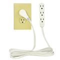 Bindmaster 8 Feet Extension Cord Wire 3 Prong Grounded Outlets Angeled Flat Plug White 