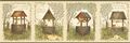 Wallpaper Border Designer Country Wishing Water Wells Cream With Green Trim 
