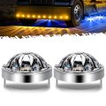Partsam 2pcs 2 5 Inch Glass Lens Low Profile Watermelon Lights Dual Color Amber Blue Led Turn Signal Marker Light For 12v 