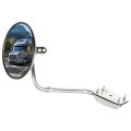 Rearview Mirror With Arm 8 In Round Convex For Freightliner Kenworth And Peterbilt Stainless Steel Chrome Housing Left Or Right 