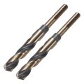 Reduced Shank Twist Drill Bits 15 5mm 2 Pack High Speed Steel 4341 With 10mm Tri Flat Black Nitride And Gold Titanium Coated 