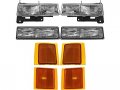 Headlight Parking Light And Turn Signal Kit 8 Piece Compatible With 1994-1999 Chevy K1500 