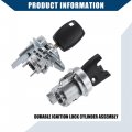 Hihaha Ignition Lock Cylinder With Keys For Ford Fiesta 2011-2019 Switch Durable Metal 2 Pcs Silver Tone