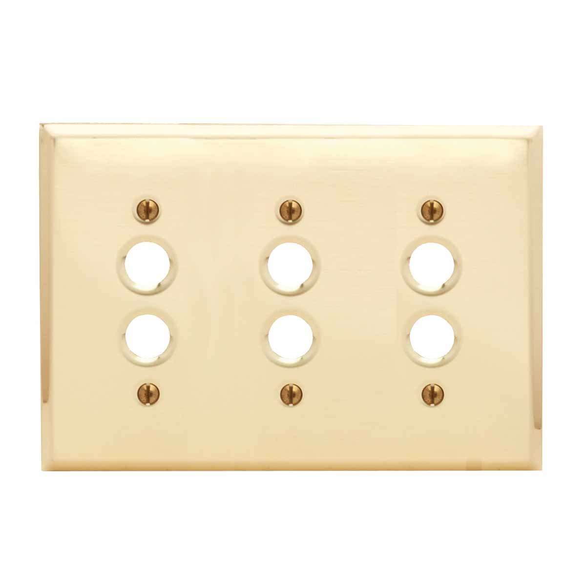 Switchplate Bright Solid Brass Triple Pushbutton Renovator S Supply