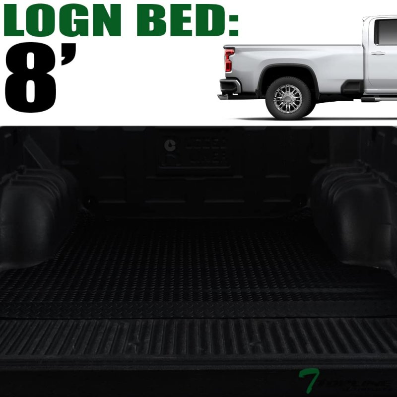 Tlaps 7422454018098 For 2020-2023 Chevy Silverado Gmc Sierra 2500 3500 Hd 8 Feet 98 2 Long Bed Black Rubber Diamond Plate Truck