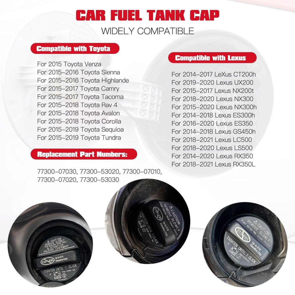 77300-53020 77300-07010 77300-07020 77300-53030 77300-07030 Gas Caps Fuel Cap For 2018-2020 Lexus Ls500