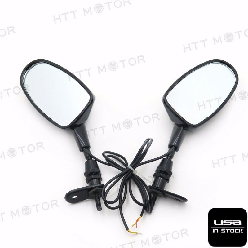 Led Rear View Mirrors Mt245-bk For Cbr 600 F1 F2 F3 900 929 954 Rr Black Convex Side Universal Fit Motorcycles