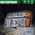 G-plus Headlights Assembly Compatible With 2004-2012 Chevy Colorado Gmc Canyon Bumper Headlamp Smoky Lens Chrome Housing Amber