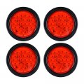 4pcs Round Red 4 Inch 24-led Trailer Truck Rv Car Tail Light Run Brake Stop Fog Lamp W Grommet Plug Atv Utv