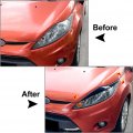 Fsfy Replacement Front Headlight Eyebrow Trim Carbon Fiber Cover Headlamp Eyelids Frame Decoration Glossy Black For Ford Fiesta