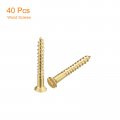Uxcell Brass Wood Screws 40pcs M2 X 16mm Slotted Drive Flat Head Self Tapping Screw Countersunk For Woodworking Furniture