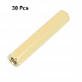 Uxcella 30pcs Brass Straight Pcb Pillar Female Thread Hex Standoff Spacer M3x5x26mm