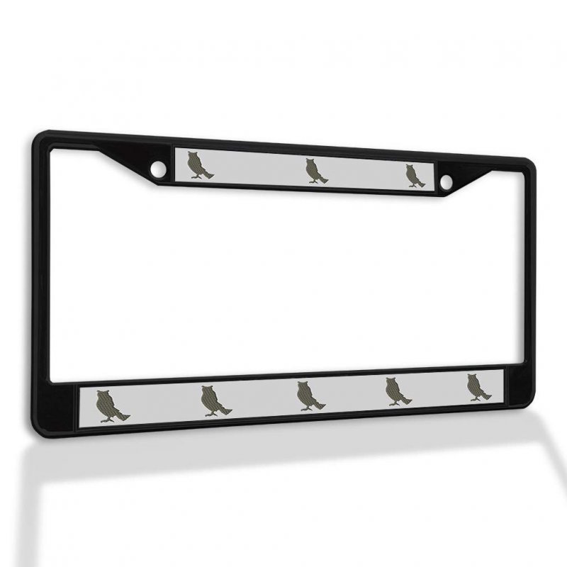 Metal Insert License Plate Frame Horned Owl Weatherproof Car Accessories Black 2 Holes Solid