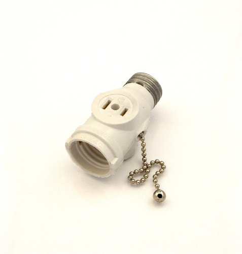 Leviton 1406-w 660 Watt 125 Volt Two Outlet With Pull Chain Socket Adapter White