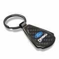 Ipick Image Compatible With Ford F-150 2015 Real Black Carbon Fiber Gunmetal Metal Teardrop Key Chain