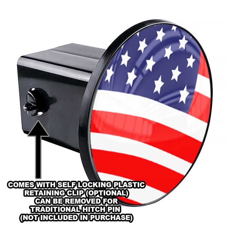 Trailer Hitch Cover Plug For 2 In Receivers Class 3 4 5 American Flag Design Pin Offset And 0 75 Hole High Resolution Graphics